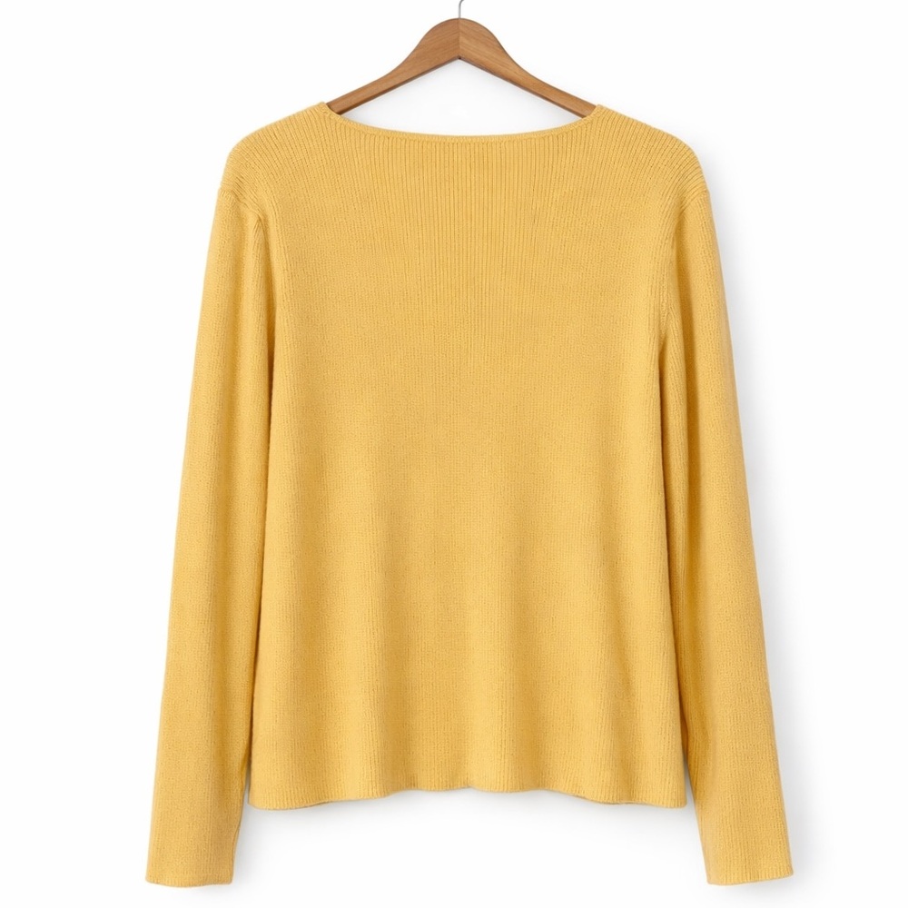 Christopher & Banks Yellow Ribbed Button-Down Cardigan Sweater | Size XL - Picture 2 of 3